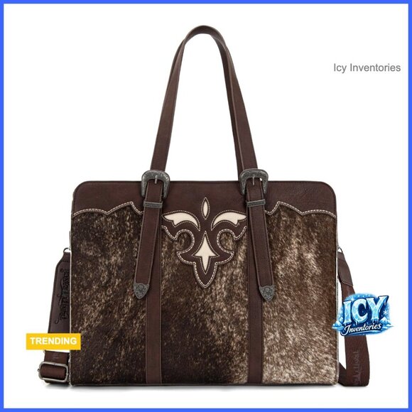 Handbags - Genuine Cowhide Duffel Bag with Horsehair Accents Large Travel Tote